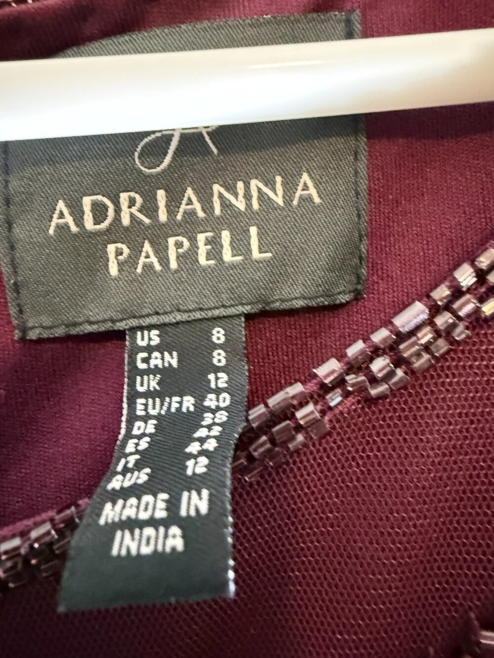Adrianna Papell Cassis Purple Beaded Art Deco Blouson Maxi Gown | Size 8